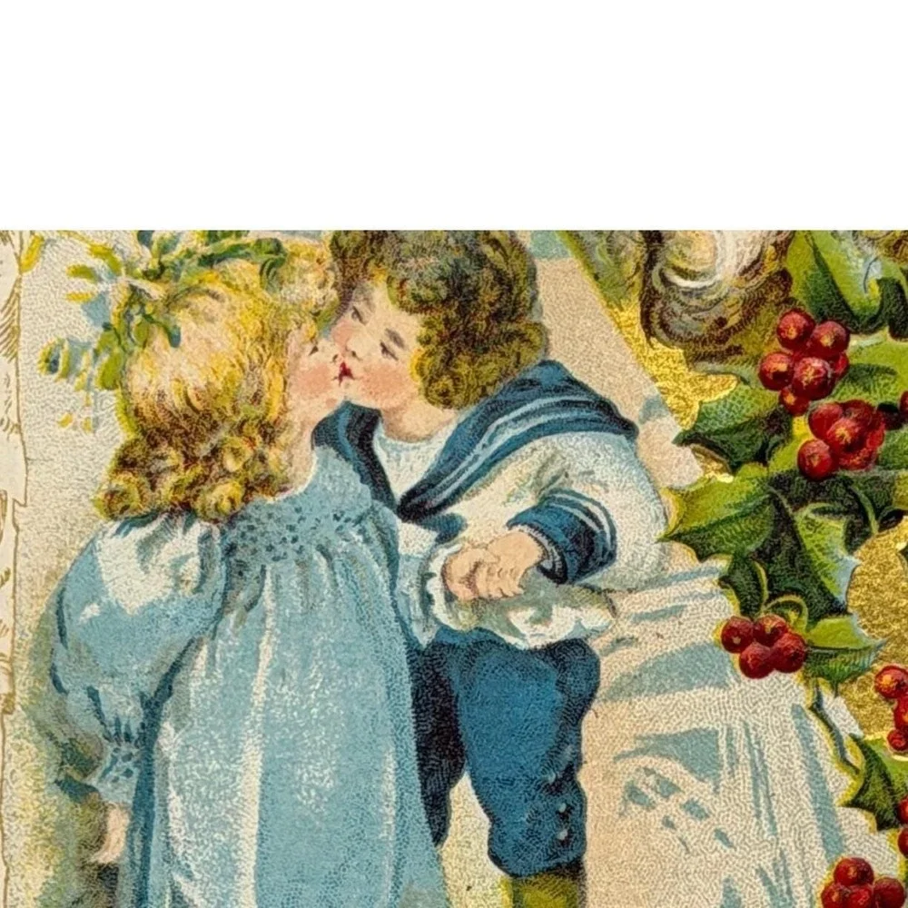 Victorian‎ Santa Clause Kids Holly A Joyful Christmas Oakdale CA Posted POSTCARD